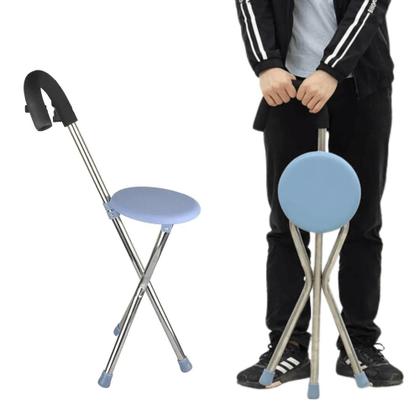 Imagem de Bengala Banco Banqueta Cadeira Assento Dobravel Ortopedico
