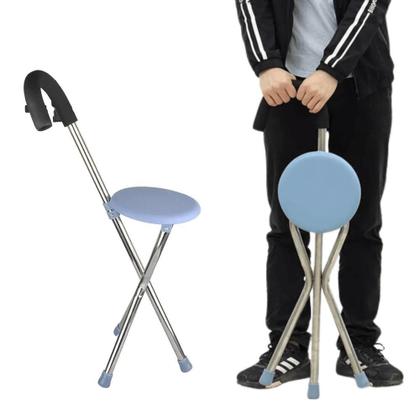 Imagem de Bengala Banco Banqueta Cadeira Assento Dobravel Ortopedico