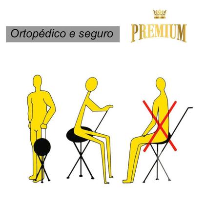 Imagem de Bengala Banco Banqueta Cadeira Assento Dobravel Ortopedico