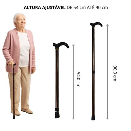 Imagem de Bengala Bastão Alumínio Regulável Regulagem Altura Apoio Criança Adulto Idoso
