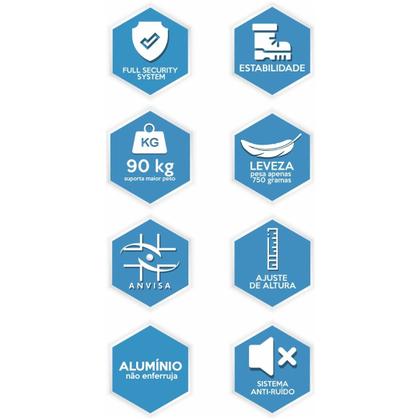 Imagem de Bengala Bastão C/ Regulagem 4 Pontas Idoso Alumínio Leve Ortopedica Altura Regulavel