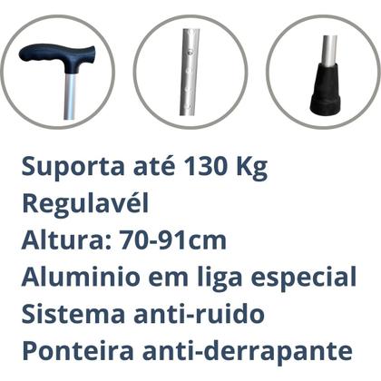 Imagem de Bengala Bastão De Alumínio Regulável Até 130kg Leve Alo