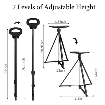 Imagem de Bengala de caminhada com assento ALEVMOOM em alumínio leve e dobrável