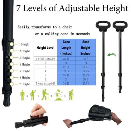 Imagem de Bengala de caminhada com assento ALEVMOOM em alumínio leve e dobrável