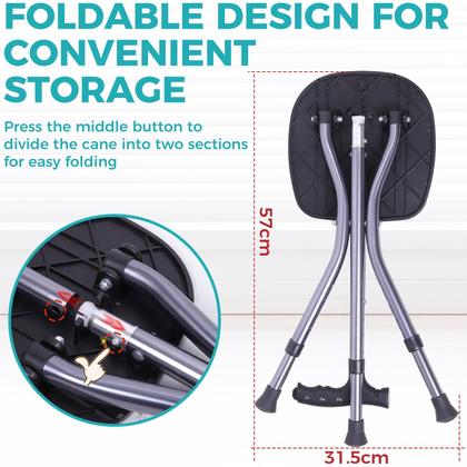 Imagem de Bengala de caminhada com assento ENLUNTRA portátil ajustável