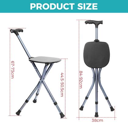 Imagem de Bengala de caminhada com assento ENLUNTRA portátil ajustável