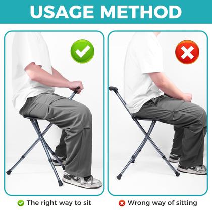 Imagem de Bengala de caminhada com assento ENLUNTRA portátil ajustável