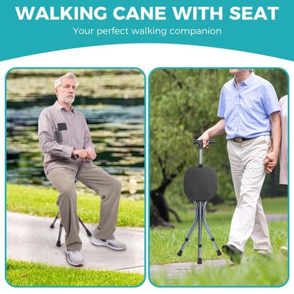 Imagem de Bengala de caminhada com assento ENLUNTRA portátil ajustável