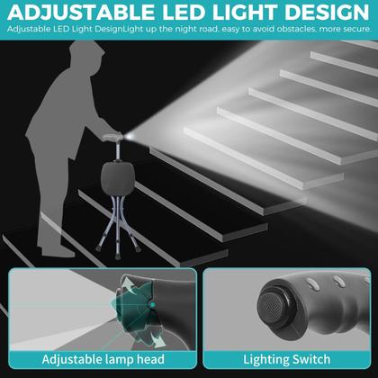 Imagem de Bengala de caminhada com assento ENLUNTRA portátil ajustável