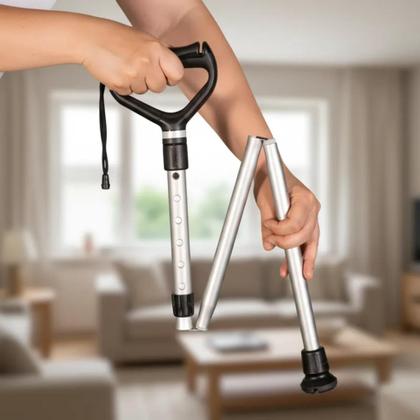 Imagem de Bengala Dobrável Ergonômica Preto Ajustável Alumínio Mecur