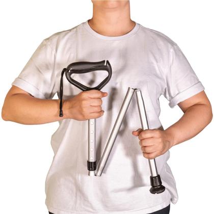 Imagem de Bengala Dobrável Ergonômica Preto Ajustável Alumínio Mecur