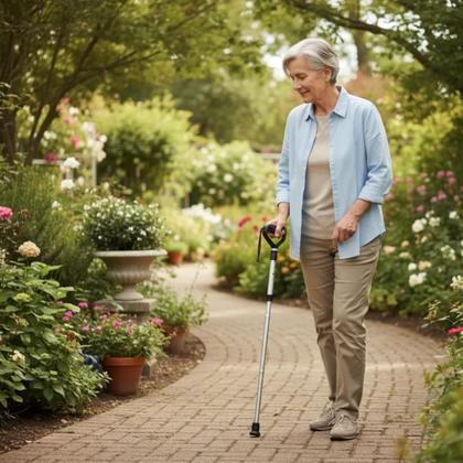 Imagem de Bengala Dobrável Ergonômica Preto Ajustável Alumínio Mecur