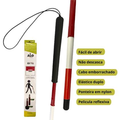 Imagem de Bengala Dobrável Guia Alumínio P/ Deficiente Visual Cegos