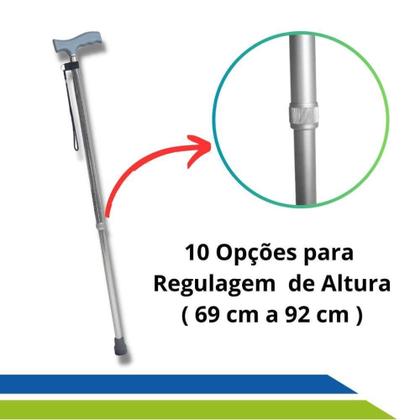 Imagem de Bengala Tipo T em Alumínio com Regulagem de Altura até 100 KG Hidrolight