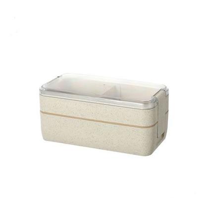 Imagem de Bento box camada dupla com garfo e colher - palha de trigo - 750 ml