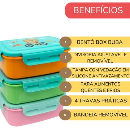 Imagem de Bento Box Infantil com Divisoria Lancheira Escolar Marmita