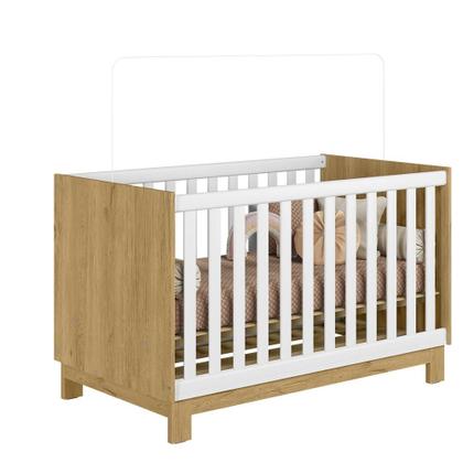 Imagem de Berço 2 em 1 Americano Slim Vira Cama Com Colchão e Grade Removível Quarto de Bebe