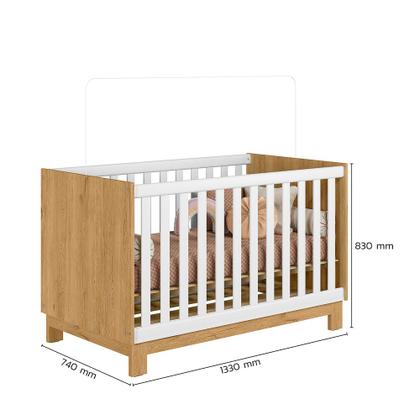 Imagem de Berço 2 em 1 Americano Slim Vira Cama Com Colchão e Grade Removível Quarto de Bebe