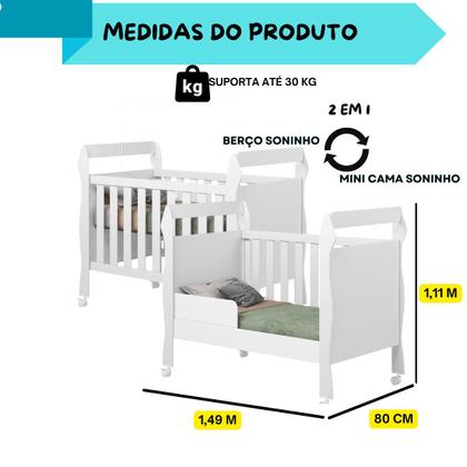 Imagem de Berço 2 Em 1 Vira Mini Cama 100% Mdf Moderno Estiloso Bebê