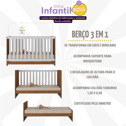 Imagem de Berço 3 em 1 com Colchão Incluso Doce de Leite Multimóveis MP4244