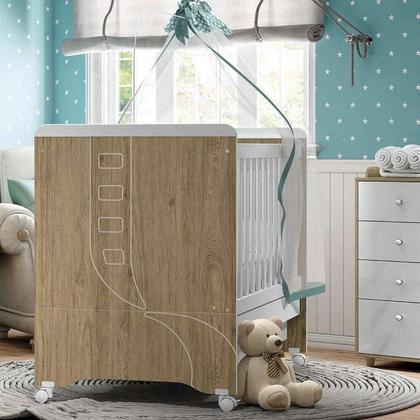 Imagem de Berço 3 em 1 Mini Cama Pão de Mel em MDF - Branco/Rustico