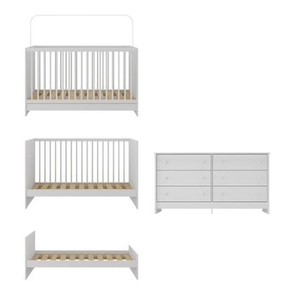 Imagem de Berço 3 em 1 para Colchão 130 x 60cm com Cômoda Framboesa Multimóveis MP4295