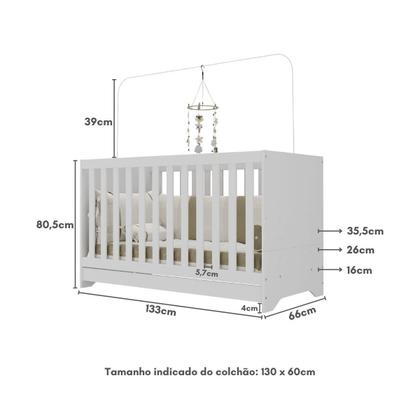 Imagem de Berço 3 em 1 para Colchão 60x130cm Pipoca Multimóveis BB0527