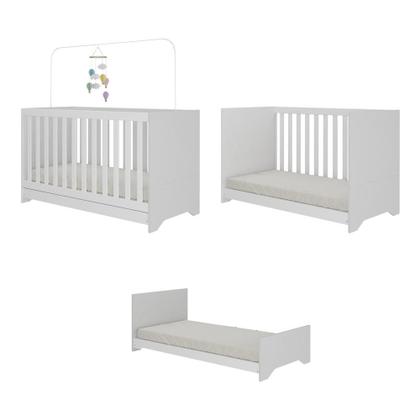 Imagem de Berço 3 em 1 vira cama com Colchão Incluso Elza Multimóveis Branco