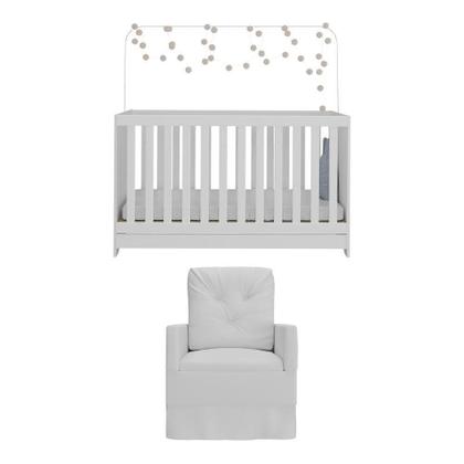 Imagem de Berço 3x1 Com Poltrona De Amamentação Multimóveis Mp4070 Branco Branco