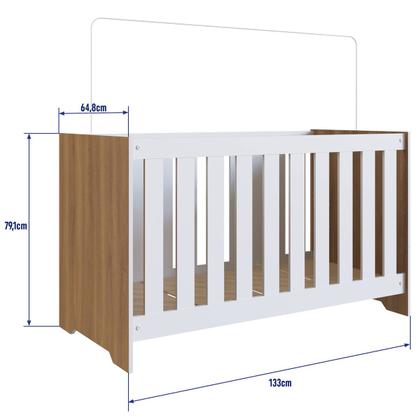 Imagem de Berço Aconchego 3 em 1 com Colchão Nogal Manchester/Branco - Completa Móveis