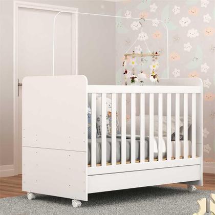 Imagem de Berço Americano 3 em 1 com Colchão Incluso e Rodízios Multimóveis Bambino FG3023 Branco