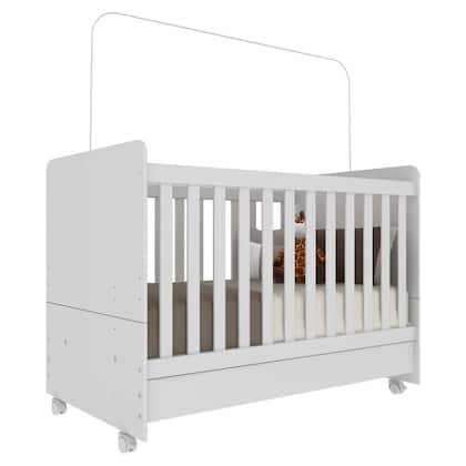 Imagem de Berço Americano 3 em 1 com Rodízios para Colchão 70 x 130 cm Multimóveis Pimpolho FG0504B Branco