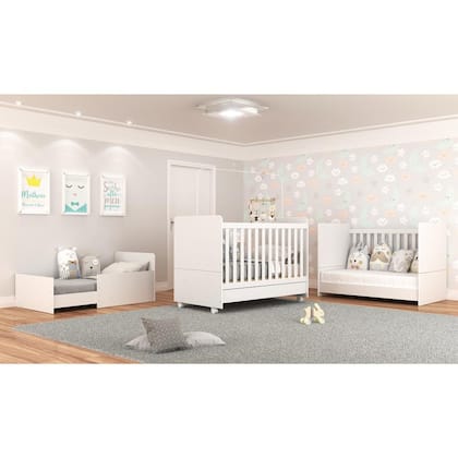 Imagem de Berço Americano 3 em 1 com Rodízios para Colchão 70 x 130 cm Multimóveis Pimpolho FG0504B Branco
