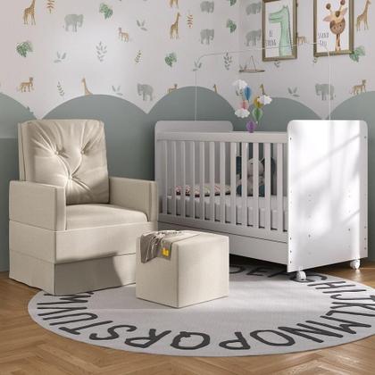Imagem de Berço Americano 3x1 Colchão Poltrona Mp4101 Branco/bege