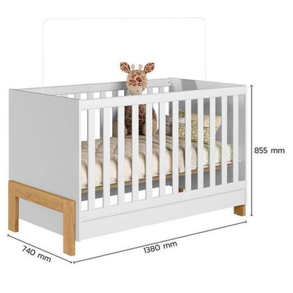 Imagem de Berço Americano 4300 E Cômoda 4410 Fantasia Branco Acetinado Com Colchão Ortobom  Qmovi