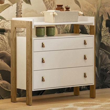 Imagem de Berço Americano 4300 E Cômoda 4410 Fantasia Branco Acetinado Com Colchão Ortobom  Qmovi