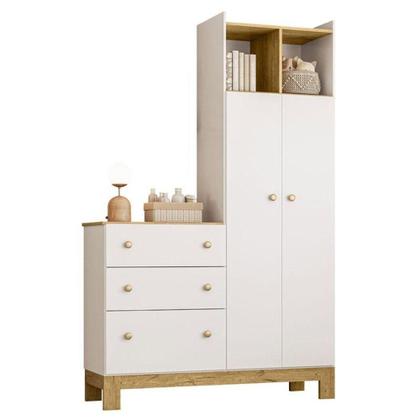 Imagem de Berço Americano 4315 Mini Cama E Guarda Roupa Com Cômoda Q Encanto Slim 4970 Branco Acetinado - Qmovi