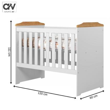 Imagem de Berço Americano Carinho 3 em 1 Compacto Vira Bebê Infantil MDF Suporte Mosquiteiro Acompanha Colchão