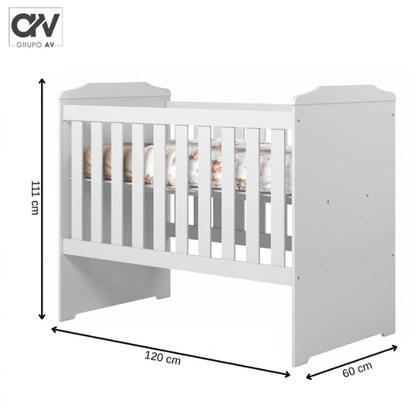 Imagem de Berço Americano Carinho 3 em 1 Compacto Vira Bebê Infantil MDF Suporte Mosquiteiro Acompanha Colchão