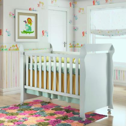 Imagem de Berço Americano Carolina Baby Mimo Mini Cama 2 em 1 Com Rodízios Para Quarto Bebê Branco