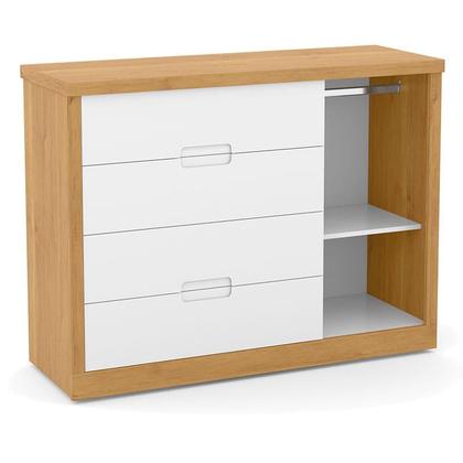 Imagem de Berço Americano com Capitonê New Boucle e Cômoda Infantil Tutto New Freijó Branco Acetinado - Matic
