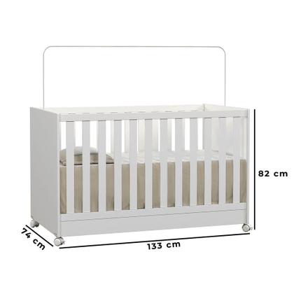 Imagem de Berço Americano Doce Sonho Vira Mini Cama Com Rodinhas Branco