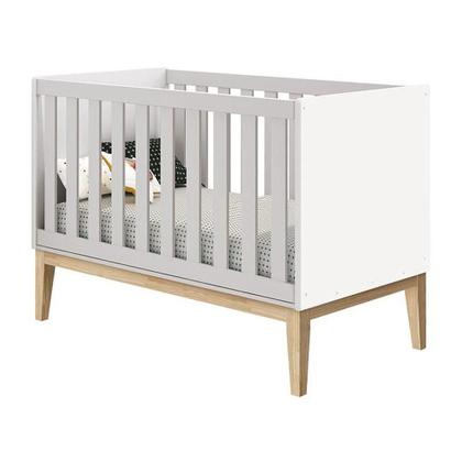 Imagem de Berço Americano E Cômoda Infantil 1 Porta Classic Branco Com Pés Madeira Natural - Reller