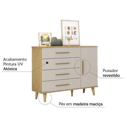 Imagem de Berço Americano E Cômoda Infantil Ambiente Ludmila Off White Bétula - Carolina Baby