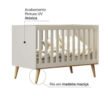 Imagem de Berço Americano E Cômoda Infantil Ambiente Ludmila Off White Bétula - Carolina Baby