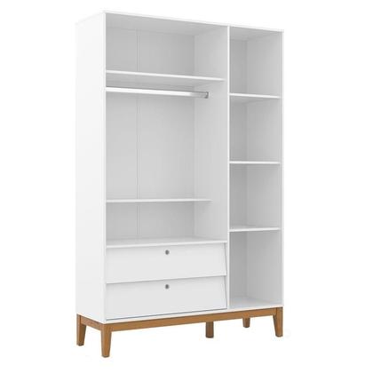Imagem de Berço Americano e Guarda Roupa Unique 3 Portas Branco Soft Freijó Eco Wood - Matic