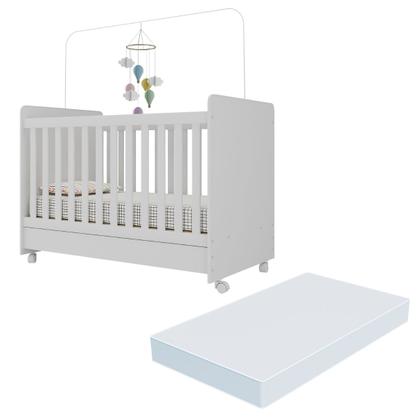 Imagem de Berço Americano e mini Cama 3 em 1 com colchão incluso e rodízios com 3 ANOS de Garantia Bambino Multimóveis Branco