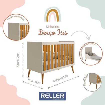Imagem de Berço Americano Isis Areia/Savana com Colchão Baby Physical - Reller Móveis