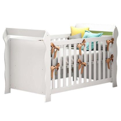 Imagem de Berço Americano Lara Com Colchão Para Berço Americano E Cômoda Infantil Ternura Baby Branco Brilho - Incorplac