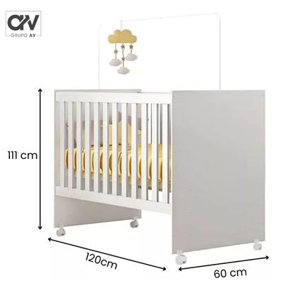 Imagem de Berço Americano Life Vira Mini Cama Suporte Mosquiteiro Rodízios Compacto Quarto Bebê Infantil MDF Incluso Colchão